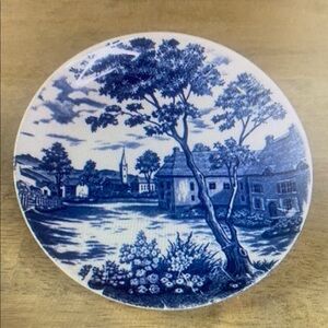 VTG Blue‎ And White English Village Transferware Lunch Plate 5 3/4" Japan